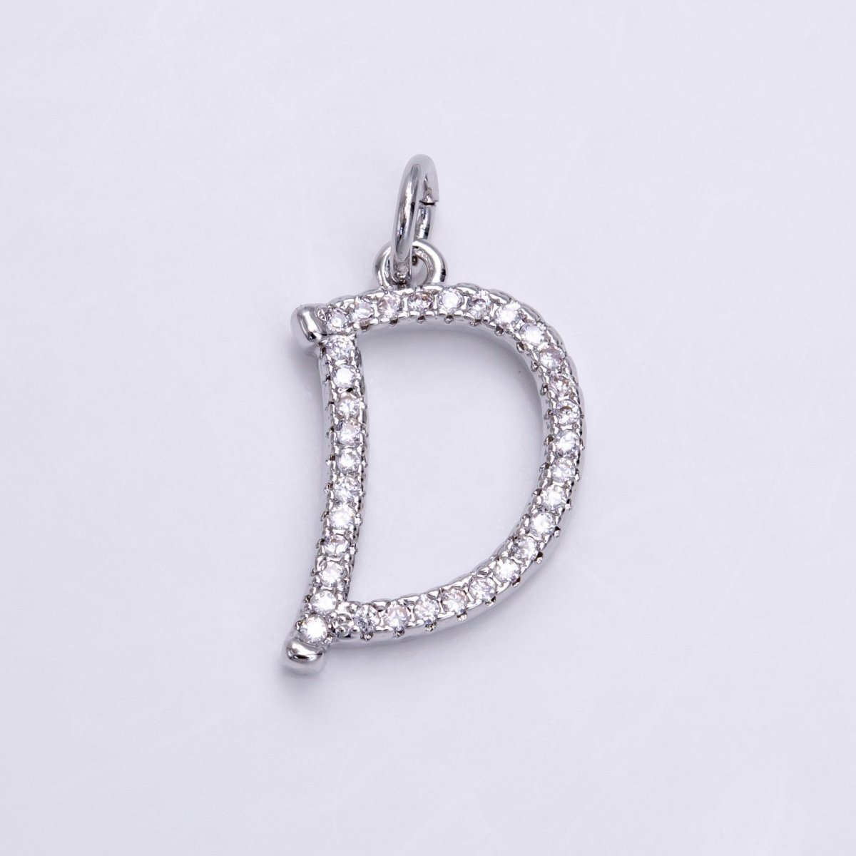 Silver A-Z Initial Letter Micro Pave Charm Personalized Letter Pendant | A1184 - A1209 - DLUXCA