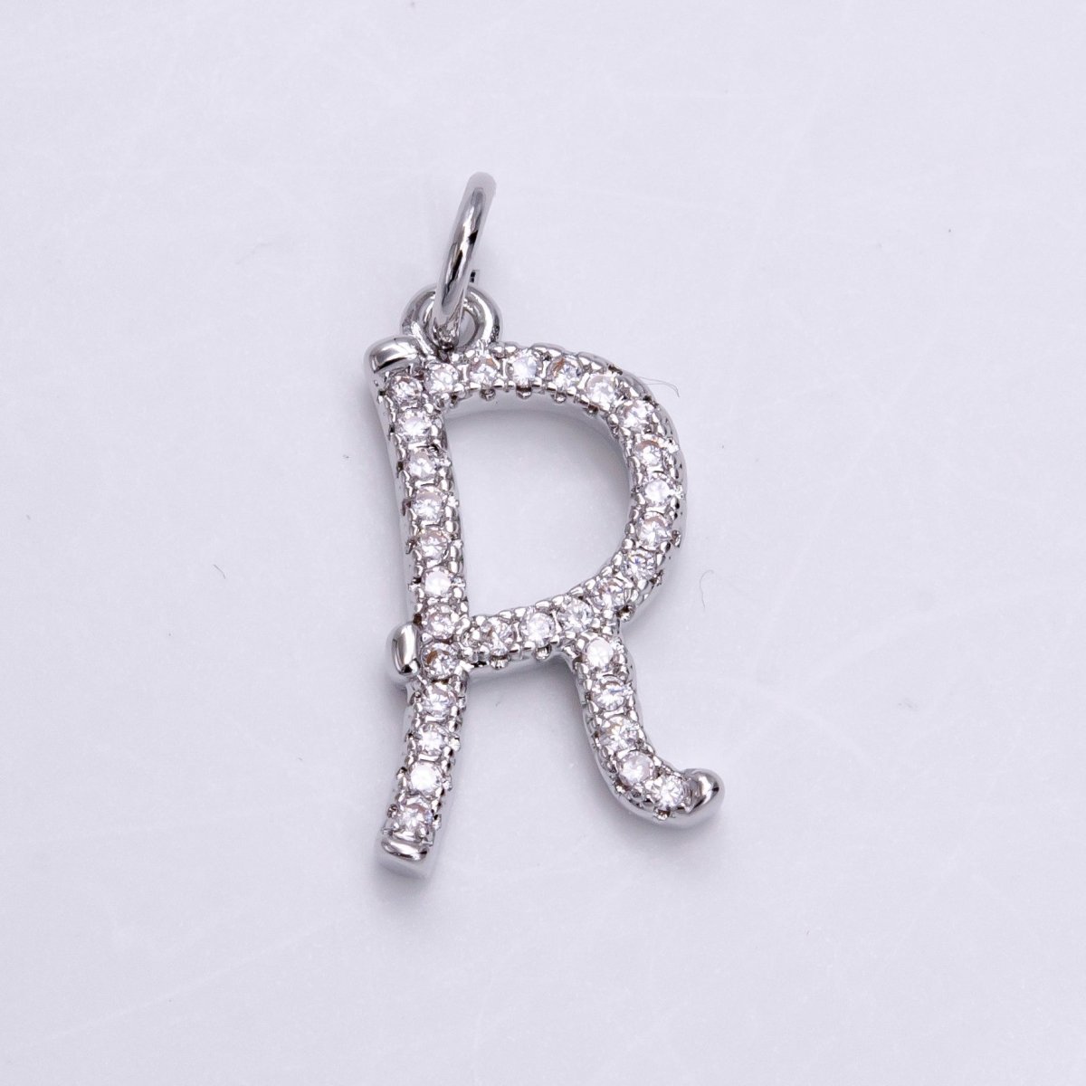 Silver A-Z Initial Letter Micro Pave Charm Personalized Letter Pendant | A1184 - A1209 - DLUXCA