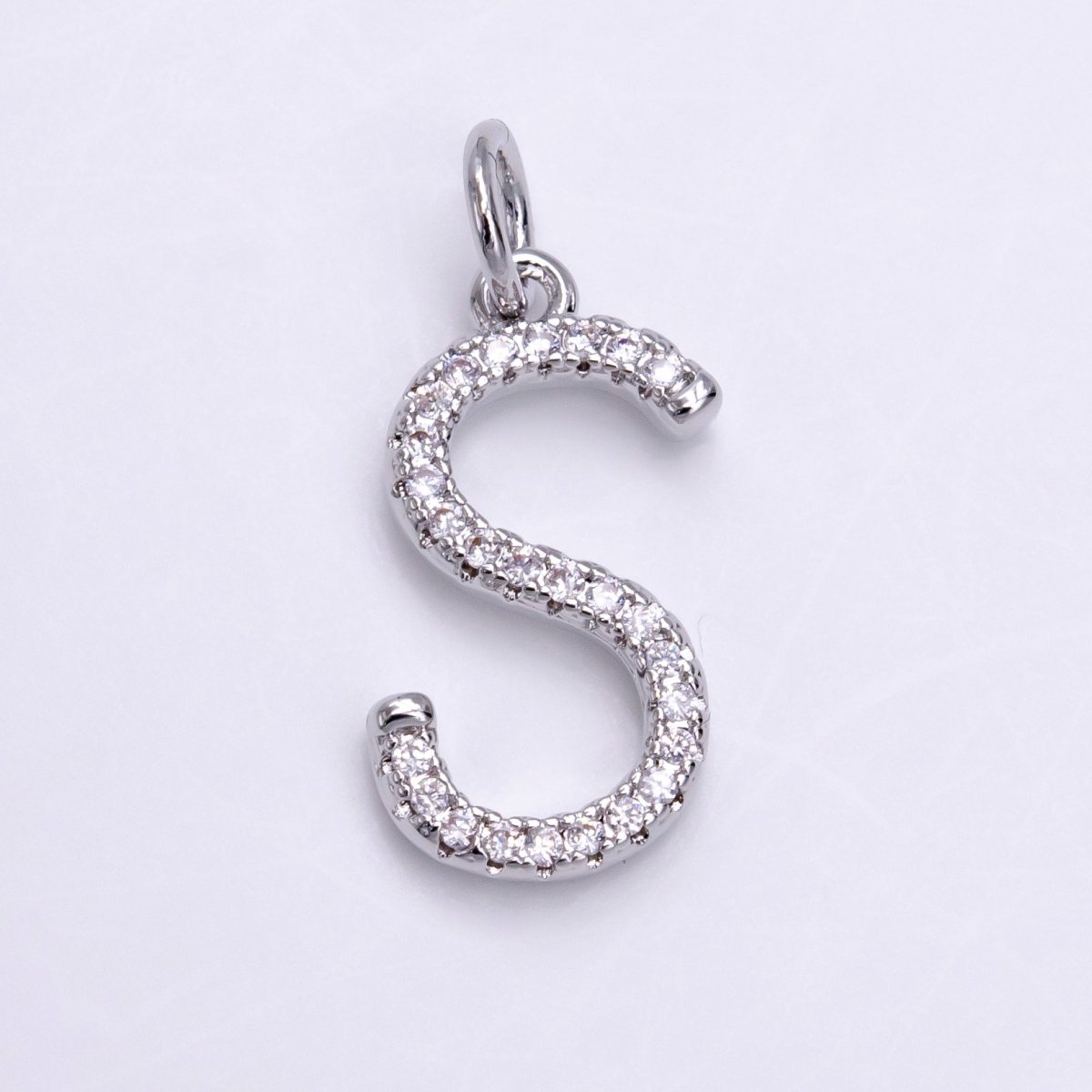 Silver A-Z Initial Letter Micro Pave Charm Personalized Letter Pendant | A1184 - A1209 - DLUXCA