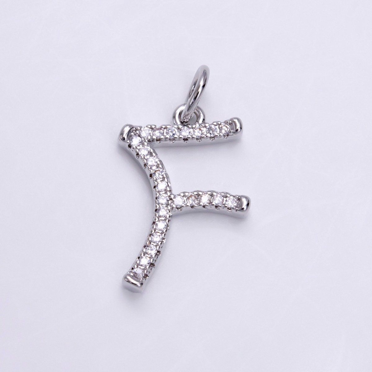 Silver A-Z Initial Letter Micro Pave Charm Personalized Letter Pendant | A1184 - A1209 - DLUXCA