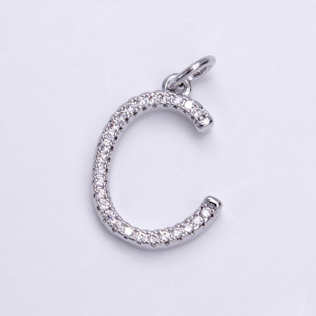 Silver A-Z Initial Letter Micro Pave Charm Personalized Letter Pendant | A1184 - A1209 - DLUXCA