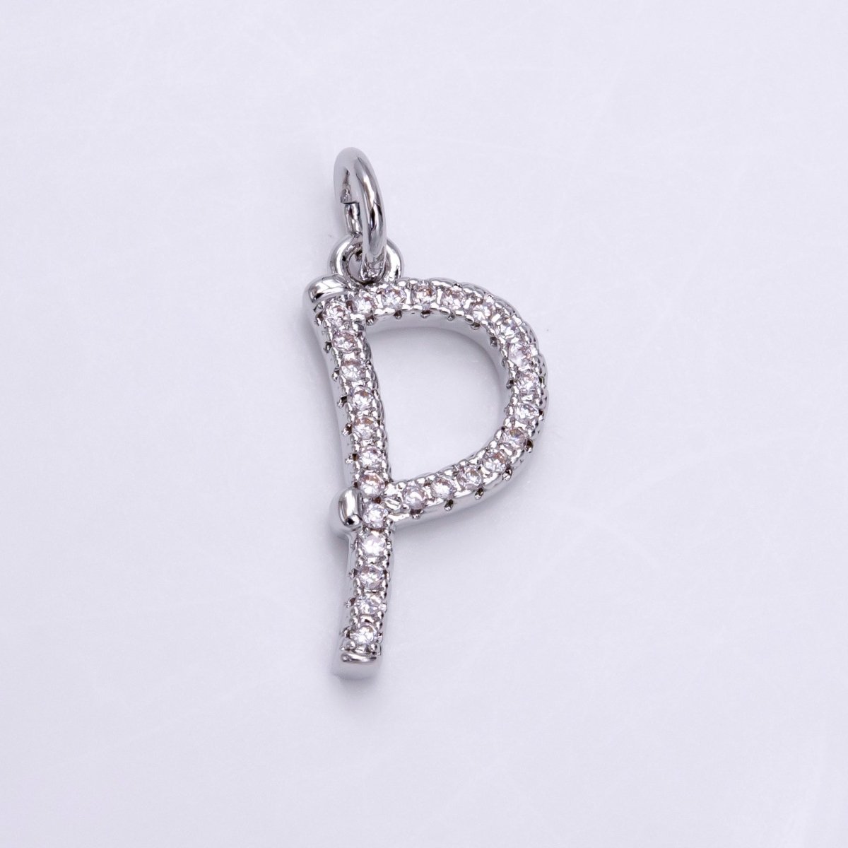 Silver A-Z Initial Letter Micro Pave Charm Personalized Letter Pendant | A1184 - A1209 - DLUXCA