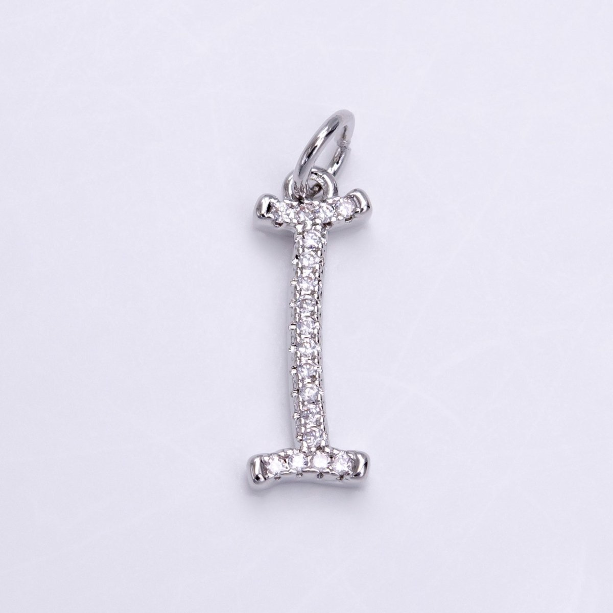 Silver A-Z Initial Letter Micro Pave Charm Personalized Letter Pendant | A1184 - A1209 - DLUXCA