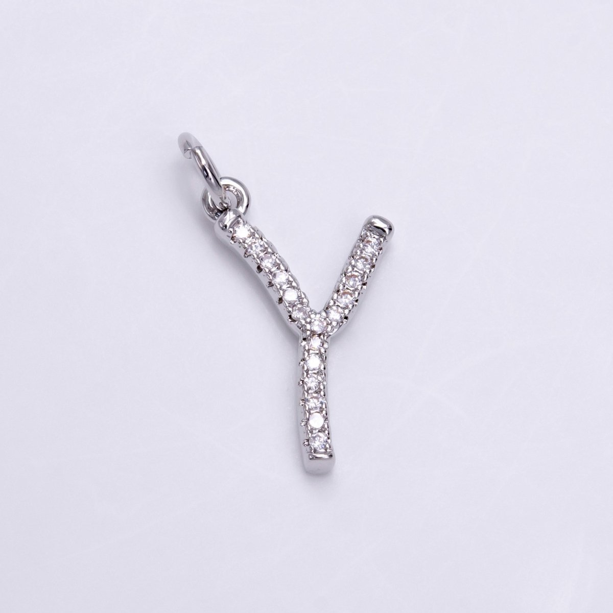 Silver A-Z Initial Letter Micro Pave Charm Personalized Letter Pendant | A1184 - A1209 - DLUXCA