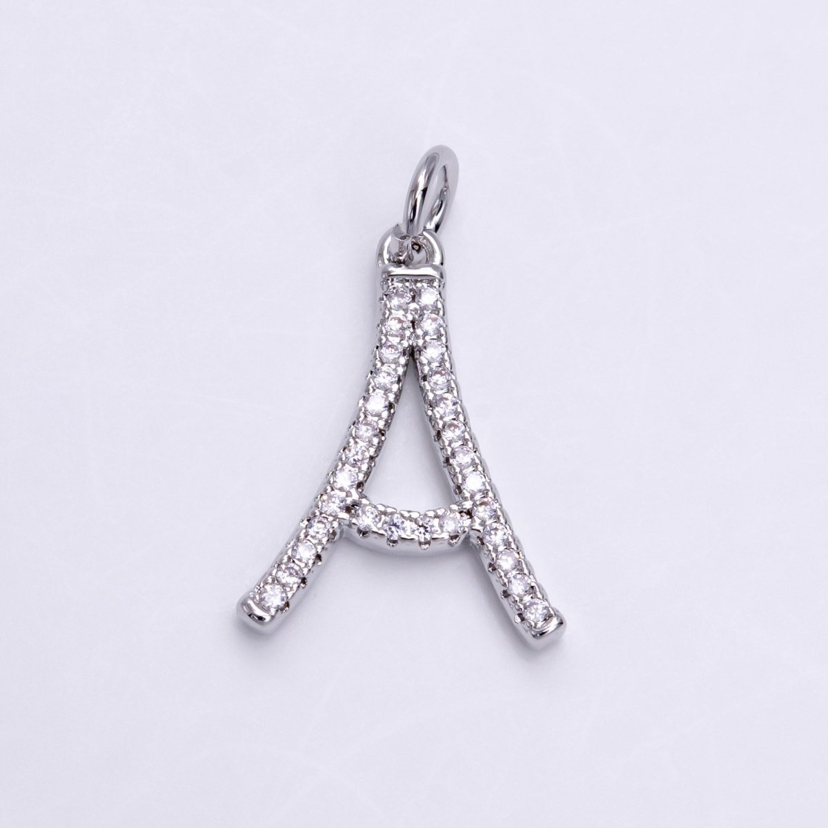 Silver A-Z Initial Letter Micro Pave Charm Personalized Letter Pendant | A1184 - A1209 - DLUXCA