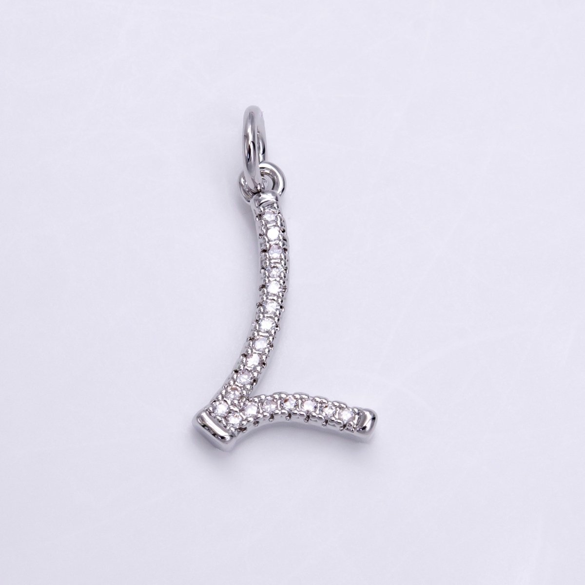 Silver A-Z Initial Letter Micro Pave Charm Personalized Letter Pendant | A1184 - A1209 - DLUXCA