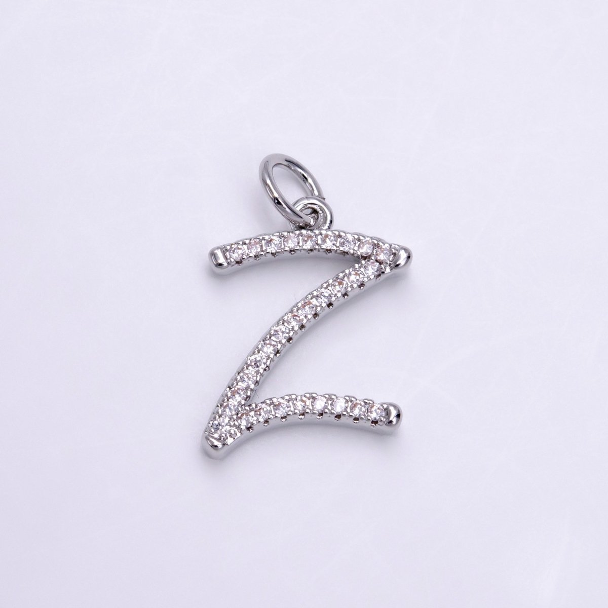 Silver A-Z Initial Letter Micro Pave Charm Personalized Letter Pendant | A1184 - A1209 - DLUXCA