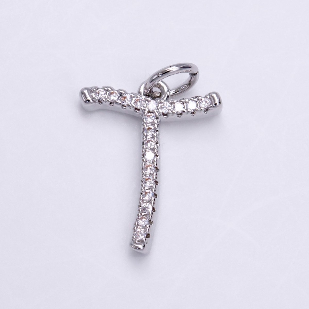 Silver A-Z Initial Letter Micro Pave Charm Personalized Letter Pendant | A1184 - A1209 - DLUXCA