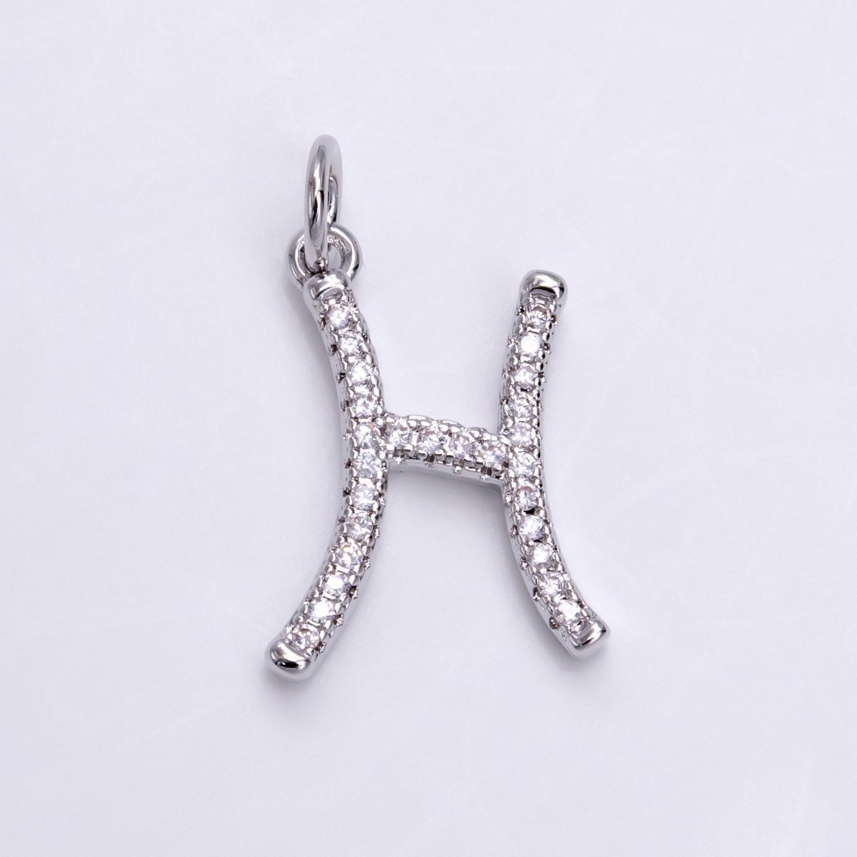 Silver A-Z Initial Letter Micro Pave Charm Personalized Letter Pendant | A1184 - A1209 - DLUXCA