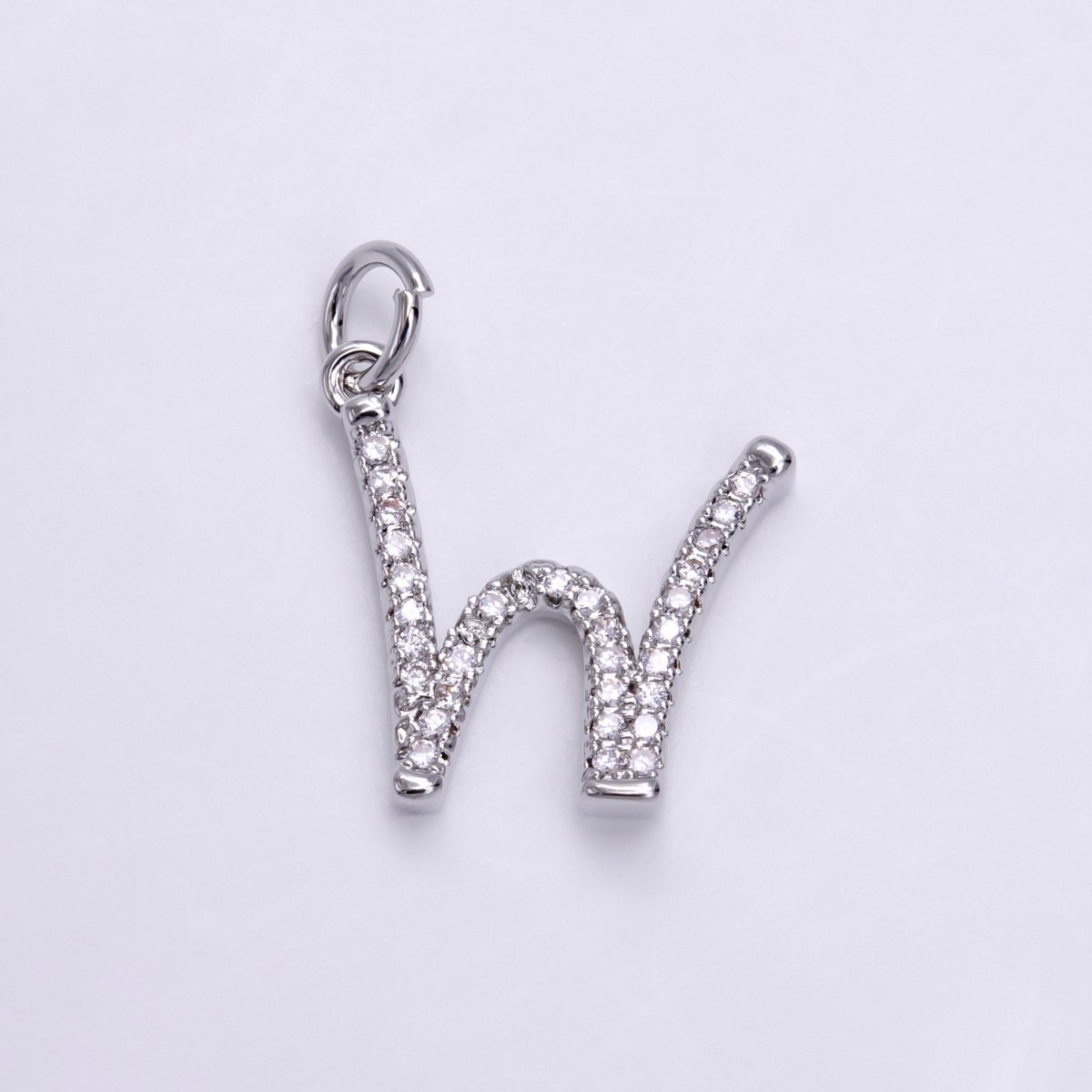 Silver A-Z Initial Letter Micro Pave Charm Personalized Letter Pendant | A1184 - A1209 - DLUXCA