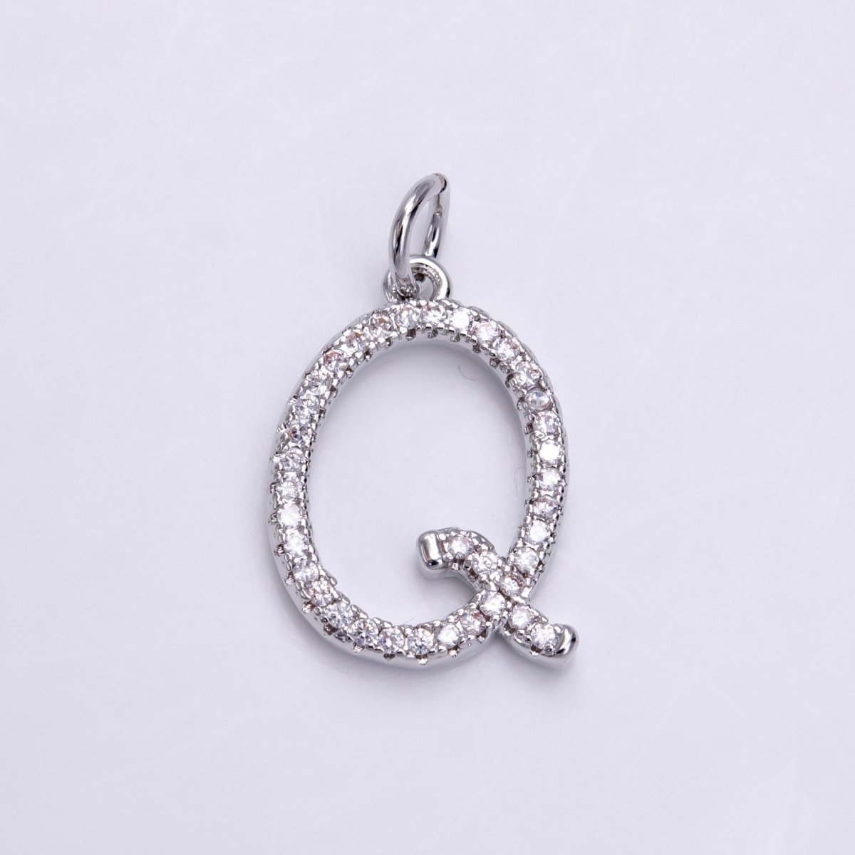 Silver A-Z Initial Letter Micro Pave Charm Personalized Letter Pendant | A1184 - A1209 - DLUXCA