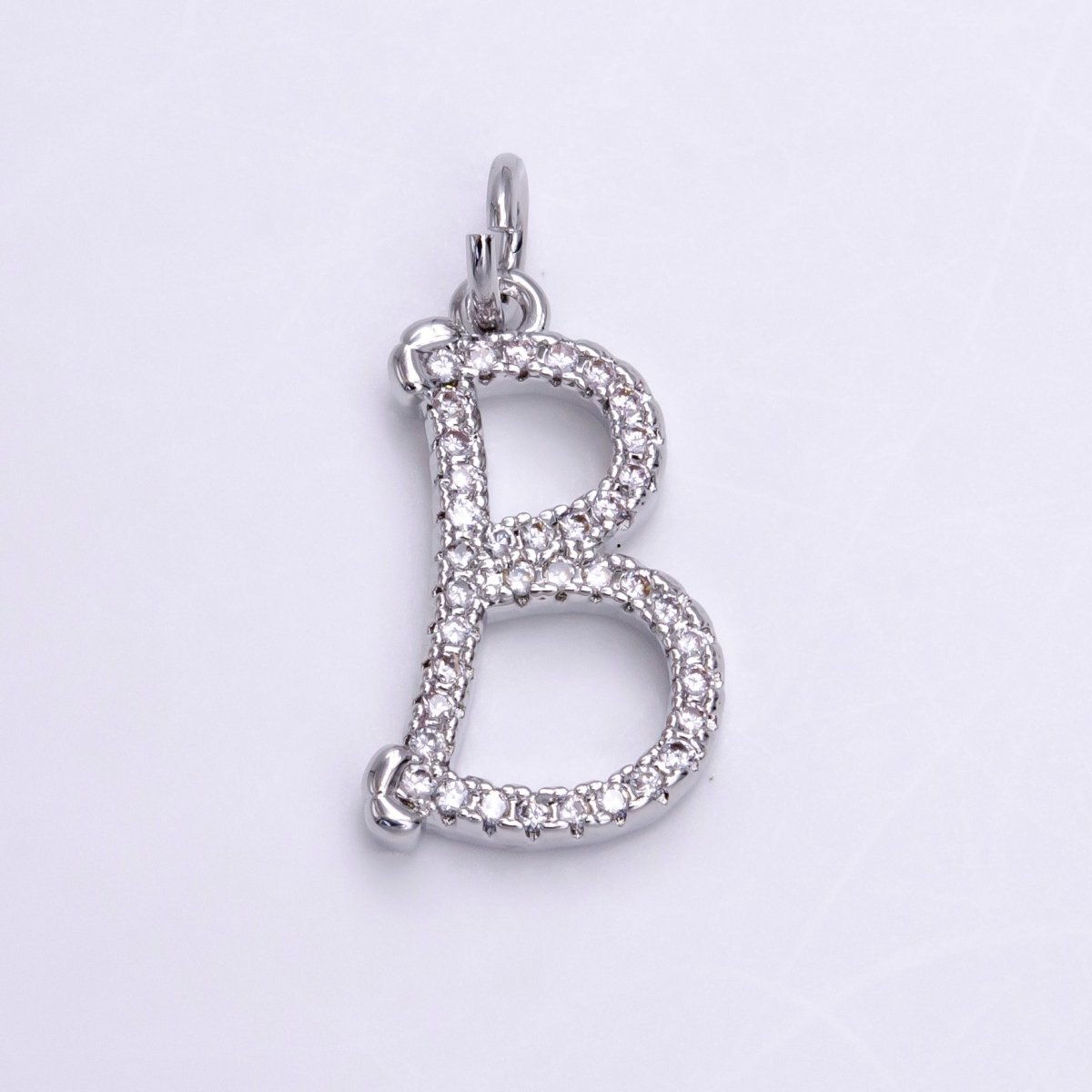 Silver A-Z Initial Letter Micro Pave Charm Personalized Letter Pendant | A1184 - A1209 - DLUXCA