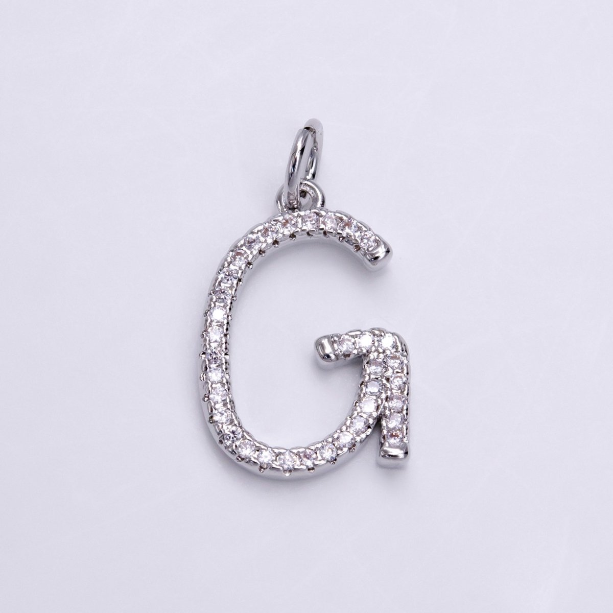 Silver A-Z Initial Letter Micro Pave Charm Personalized Letter Pendant | A1184 - A1209 - DLUXCA