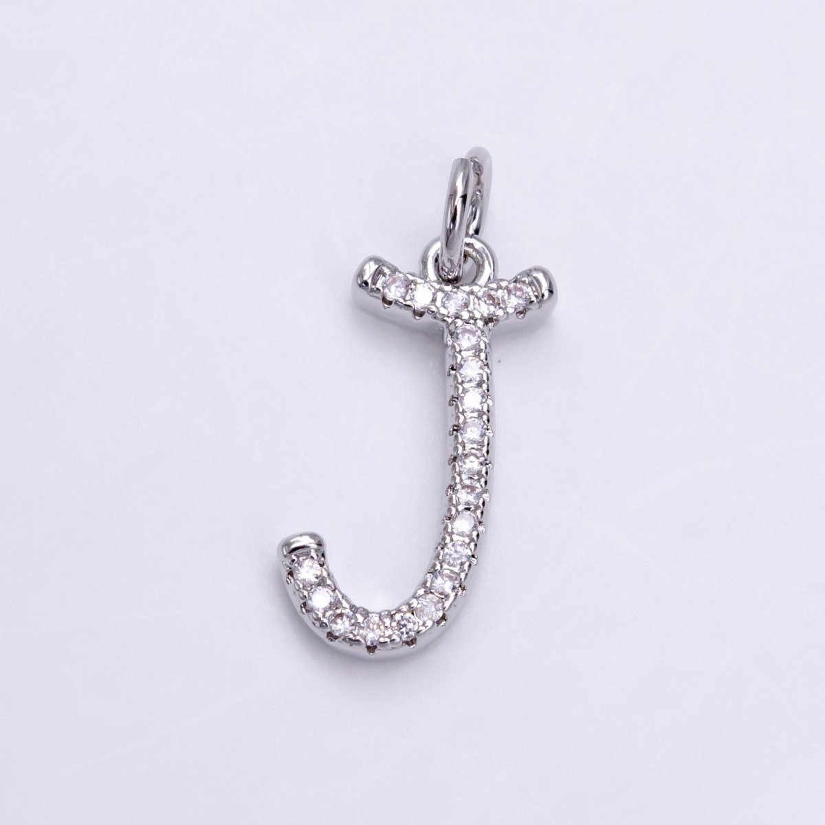 Silver A-Z Initial Letter Micro Pave Charm Personalized Letter Pendant | A1184 - A1209 - DLUXCA