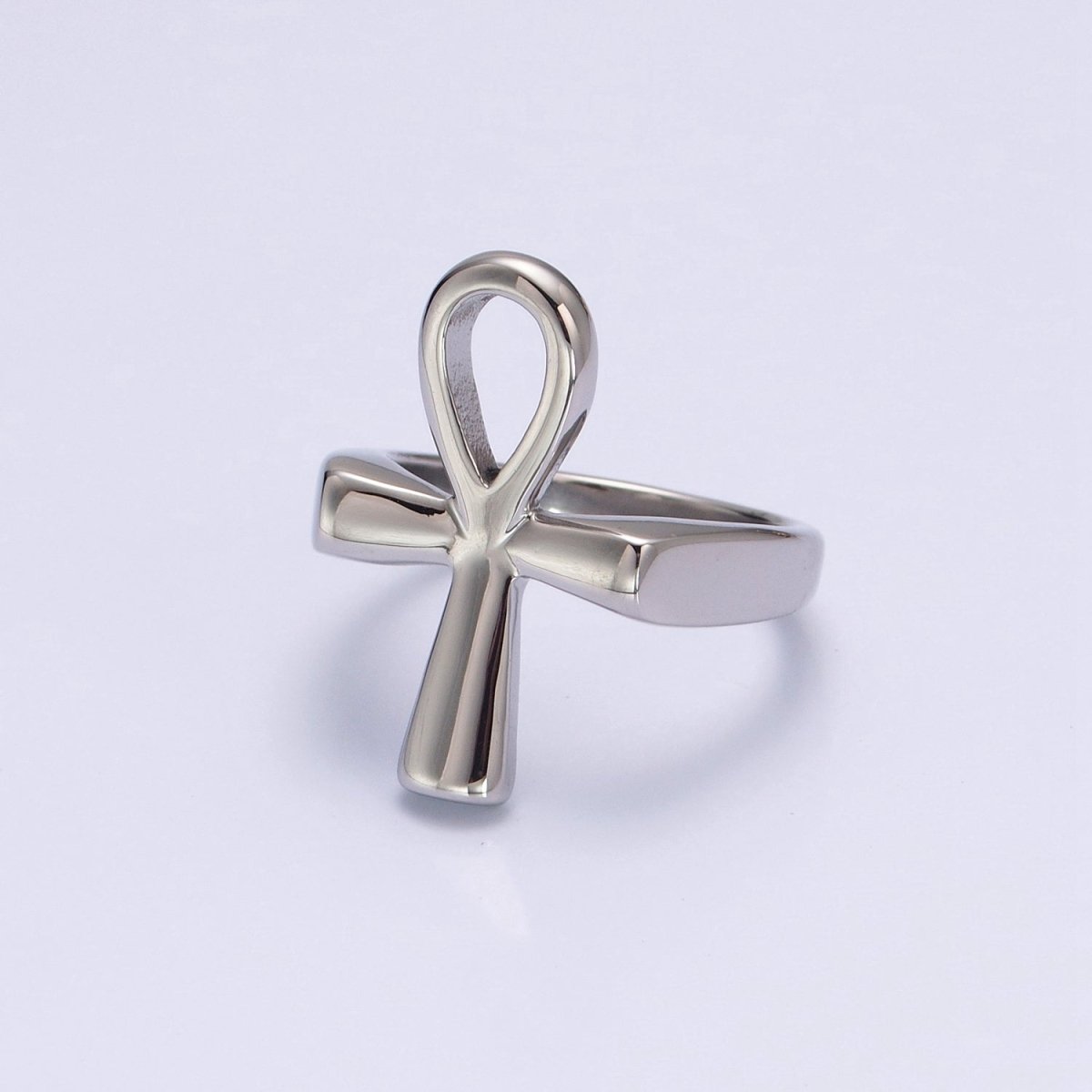 Silver Ankh Cross Rings for Men Women Egyptian Key of Life Gold Bands Ring S-018 S-019 S-040 - DLUXCA