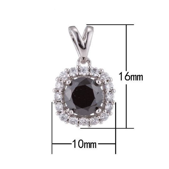 Silver Black CZ Round, Diamond, Diamante, Ladies, DIY Cubic Zirconia Necklace Pendant Charm Bead Bails Findings for Jewelry Making H-074 - DLUXCA