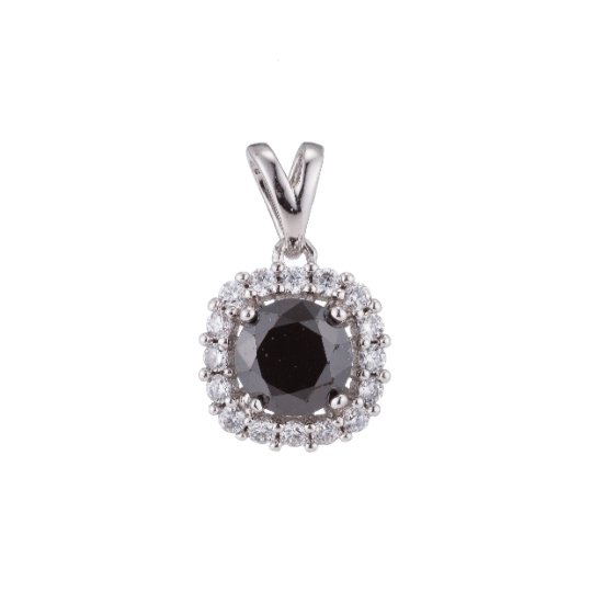 Silver Black CZ Round, Diamond, Diamante, Ladies, DIY Cubic Zirconia Necklace Pendant Charm Bead Bails Findings for Jewelry Making H-074 - DLUXCA