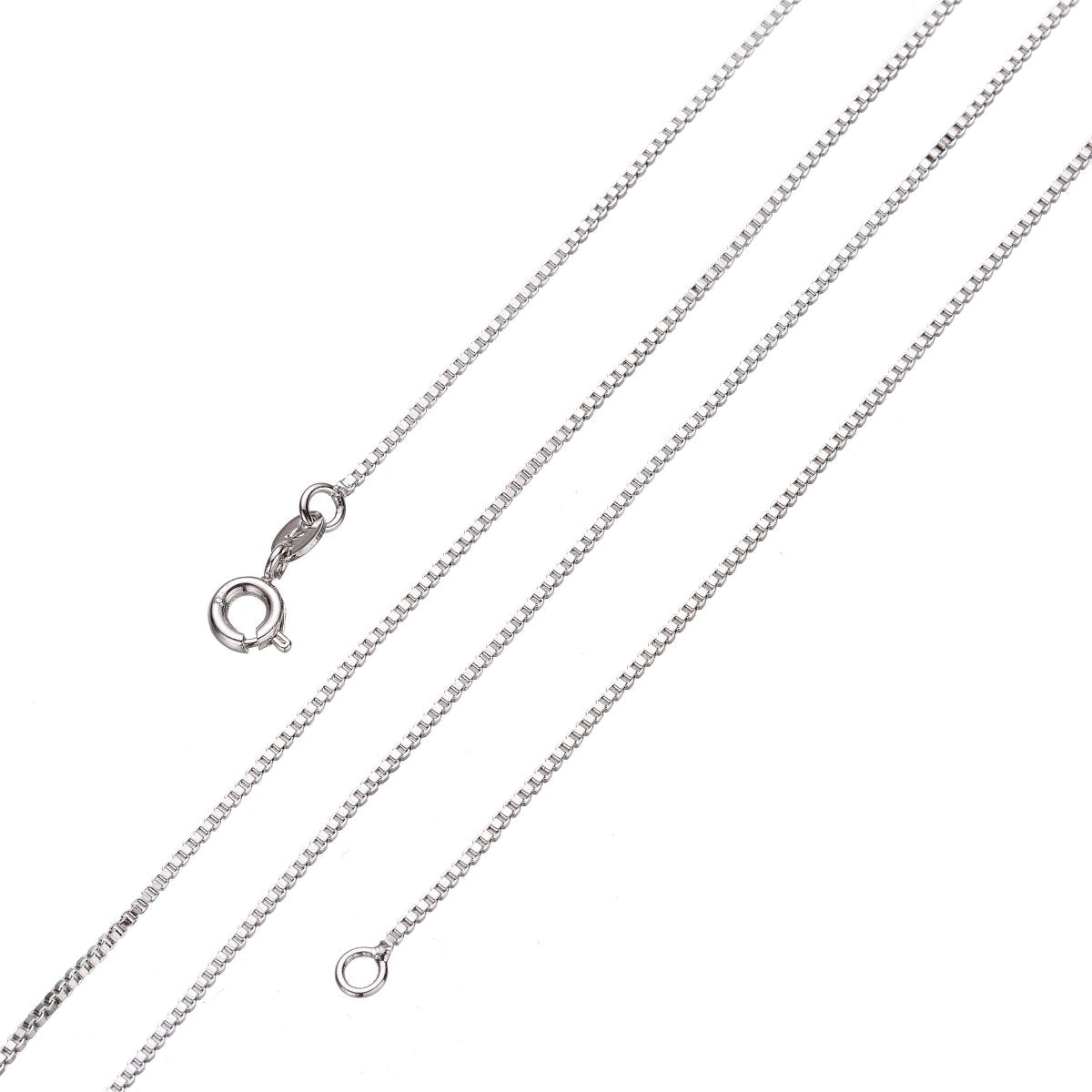 Silver Box Chain Necklace, Dainty Silver Necklace, Dainty Finished Silver Chain 17.5" inch 0.8mm Ready to wear Silver Chain | CN-101 CN-107 Clearance Pricing - DLUXCA