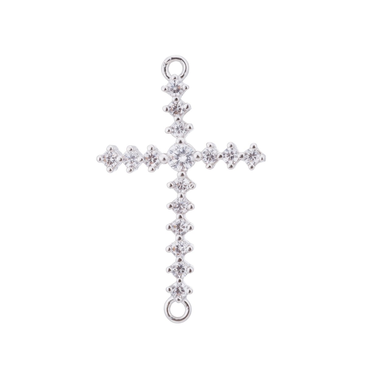 Silver Cross Charm, Christian Bracelet, Cross Connector, Peace Hope Cubic Zircon Pave Bracelet Charm Bead Connector for Jewelry Making F-106 - DLUXCA