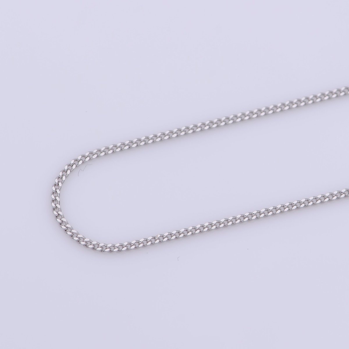 Silver Curb Chain Necklace, Dainty Silver Necklace, Dainty Finished Silver Chain 18 inch 0.8mm Ready to wear Silver Chain | WA-237 Clearance Pricing - DLUXCA