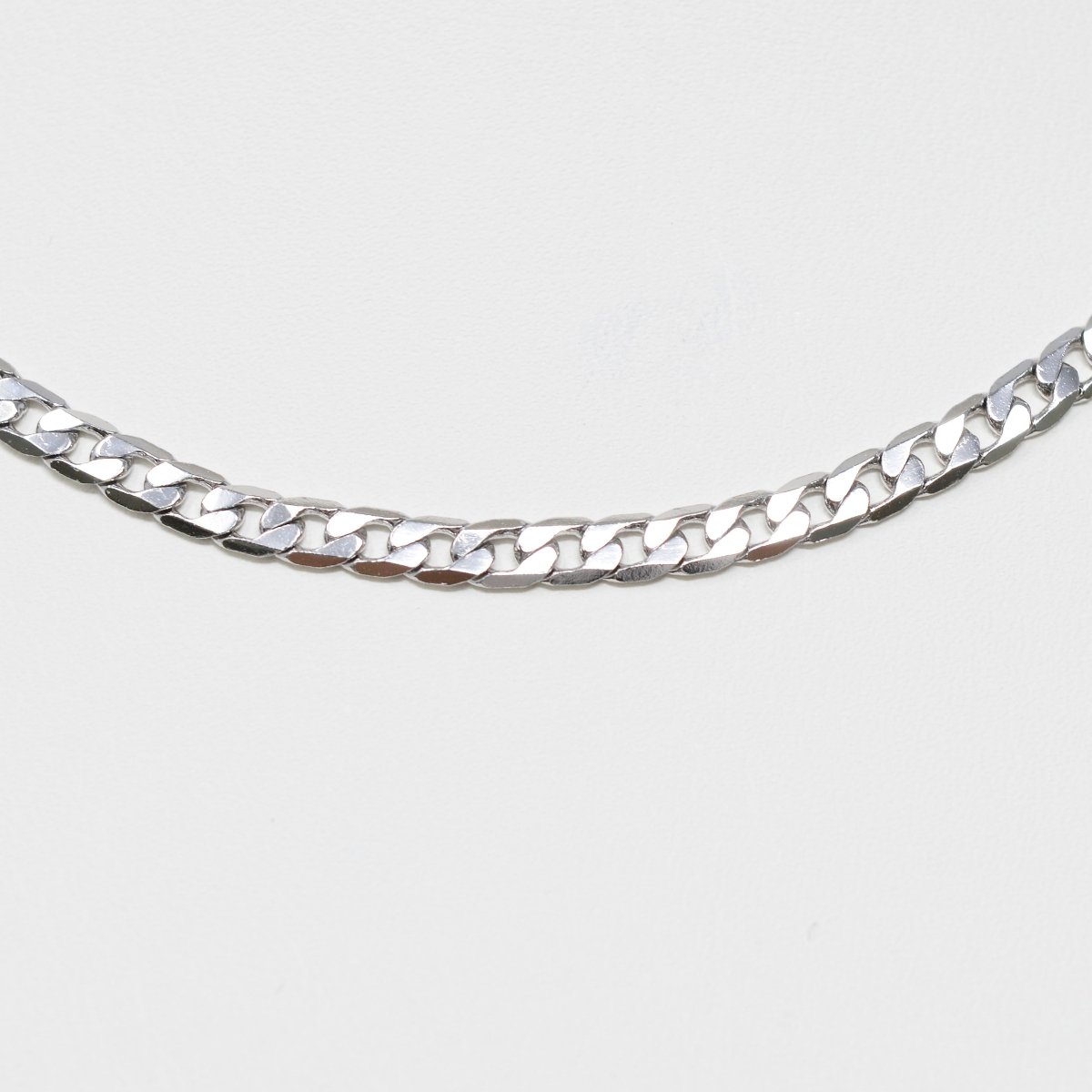 Silver Curb Flat Oval Smooth White gold Filled Chain 17.7" inch 3mm Tarnish Resistant Finished Chain for Jewelry Making and Craft Supplies | CN-1010 Clearance Pricing - DLUXCA
