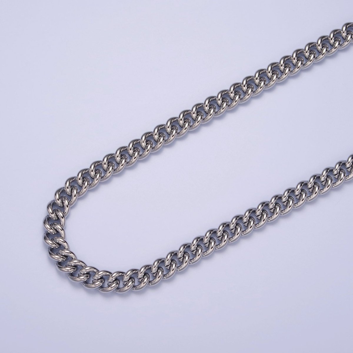 Silver Curb Link Unfinished Chain, 6mm Width 19.5 inch long | WA-1392 Clearance Pricing - DLUXCA