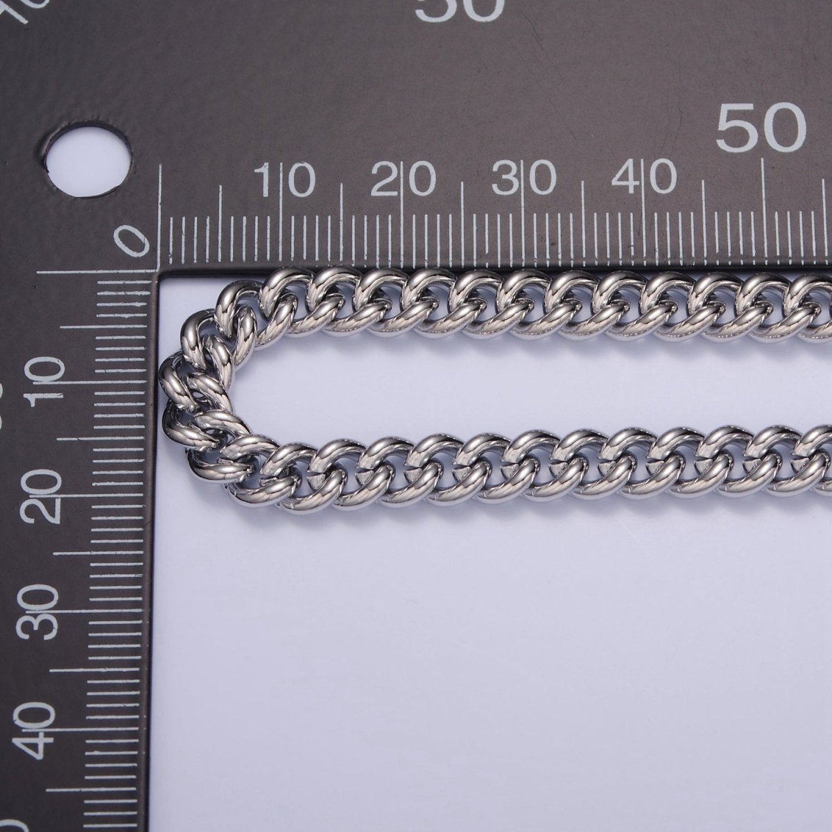 Silver Curb Link Unfinished Chain, 6mm Width 19.5 inch long | WA-1392 Clearance Pricing - DLUXCA