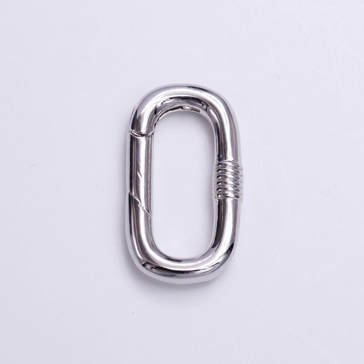 Silver Drill Textured 24.5mm Oval Oblong PUSH Spring Gate Ring Jewelry Supply | Z-376 - DLUXCA