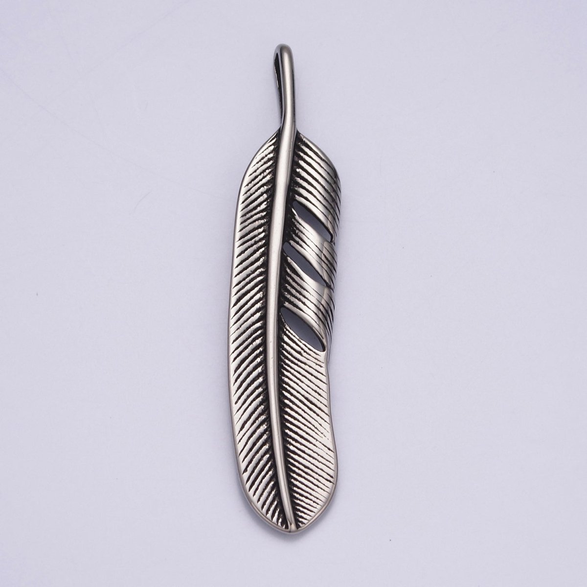Silver feather necklace. Antique Silver Big boho pendant Jewelry Layering Necklace Men Jewelry X-639 - DLUXCA