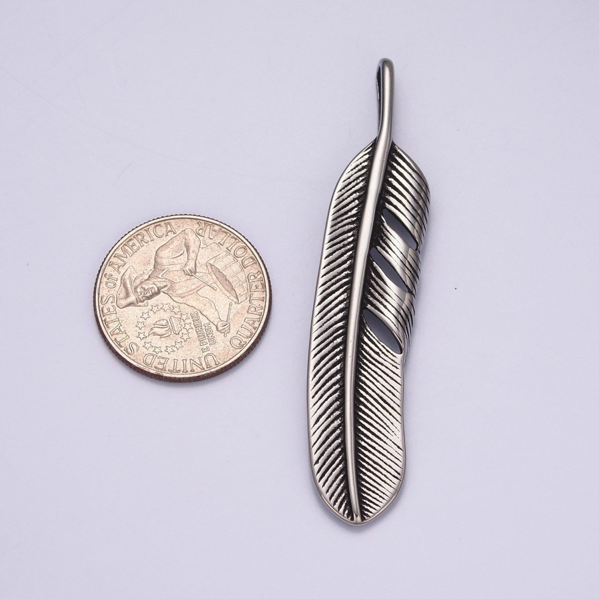 Silver feather necklace. Antique Silver Big boho pendant Jewelry Layering Necklace Men Jewelry X-639 - DLUXCA