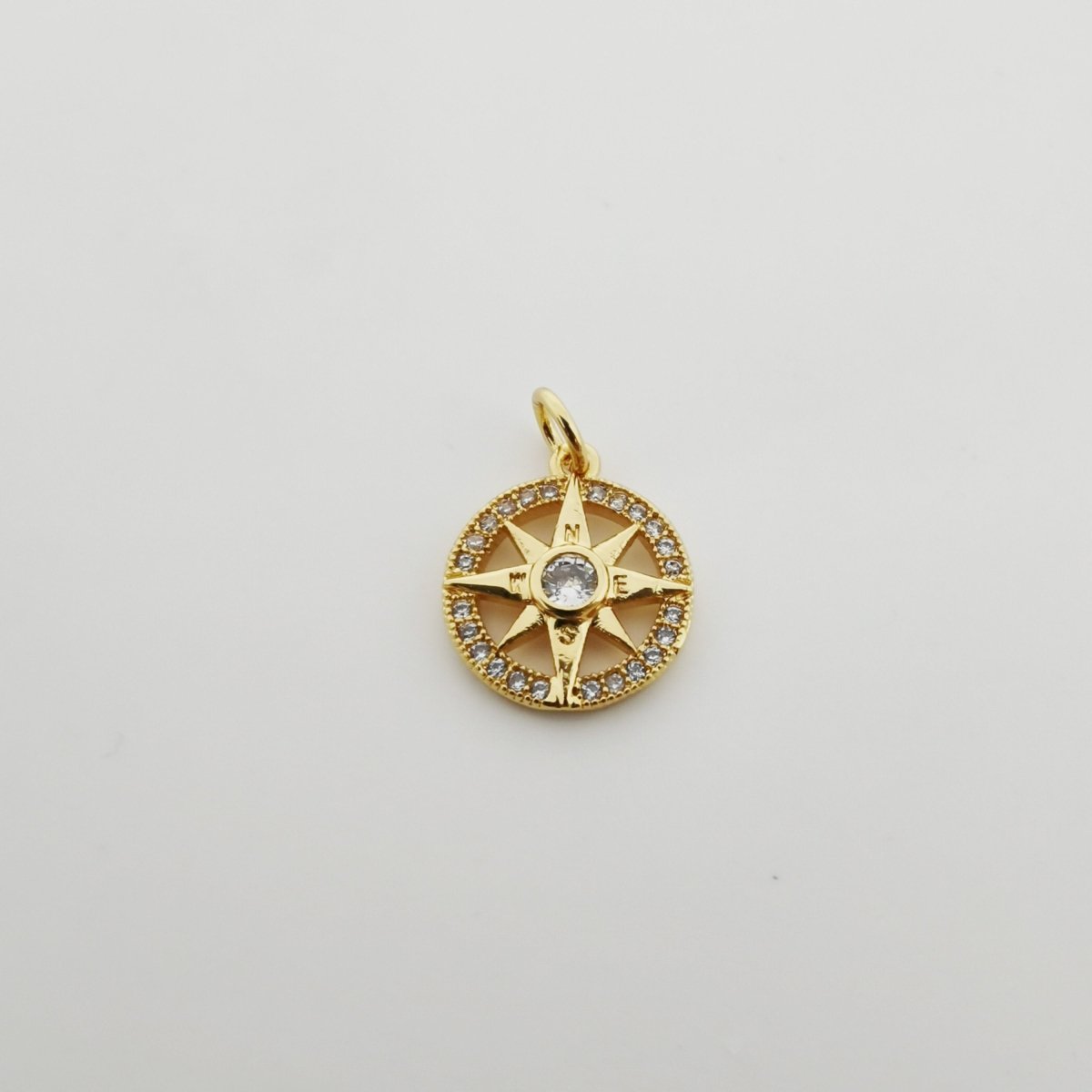 Silver Filled Compass charm, Silver Charms, For Charm Bracelets, For Necklace Pendant, Cubic Zirconia Diamond, Gold Charm, Gold Compass D-336 D-337 - DLUXCA