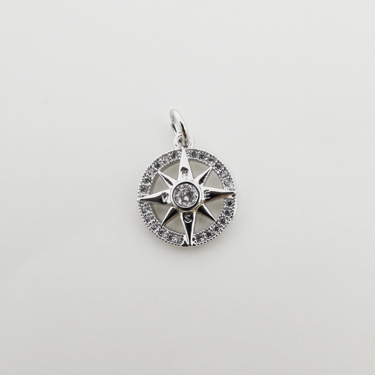 Silver Filled Compass charm, Silver Charms, For Charm Bracelets, For Necklace Pendant, Cubic Zirconia Diamond, Gold Charm, Gold Compass D-336 D-337 - DLUXCA