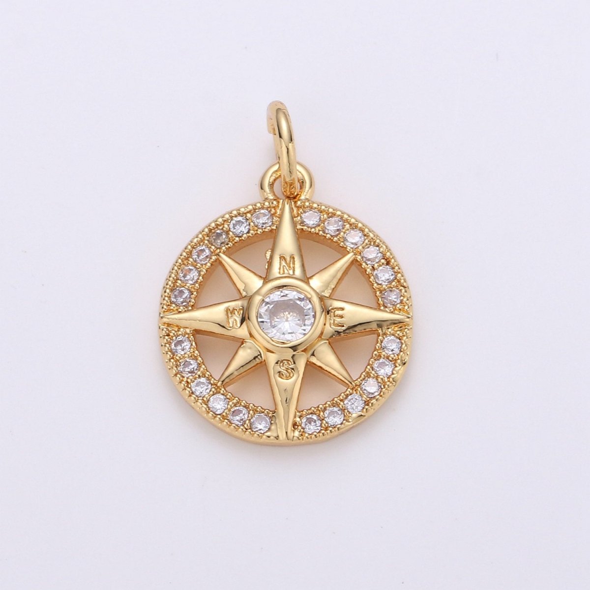 Silver Filled Compass charm, Silver Charms, For Charm Bracelets, For Necklace Pendant, Cubic Zirconia Diamond, Gold Charm, Gold Compass D-336 D-337 - DLUXCA