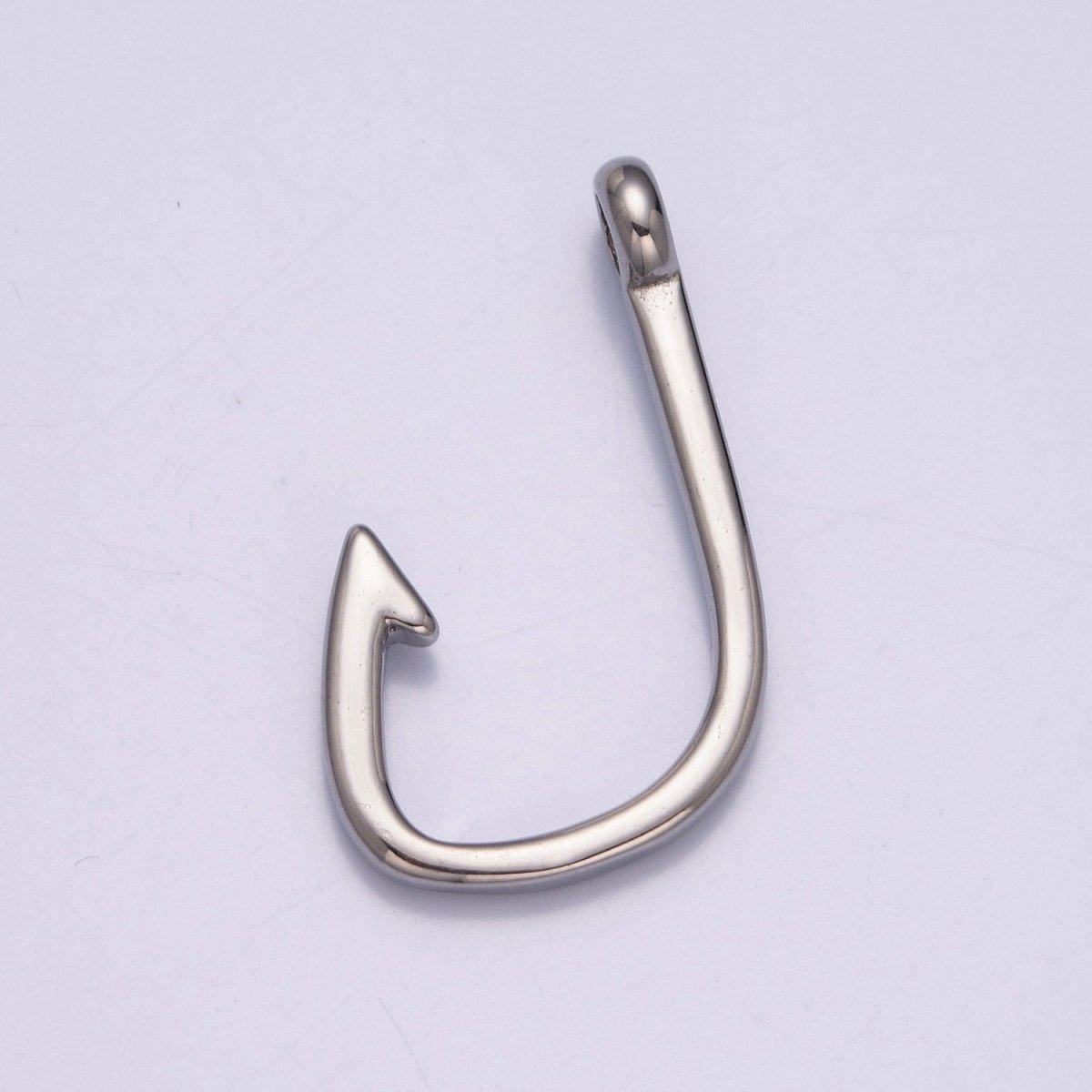 Silver Fish Hook Pendant Necklace For Man Jewelry Stainless Steel Finding Charm Fishing Sailor Hawaiian Inspired X-626 X-627 - DLUXCA