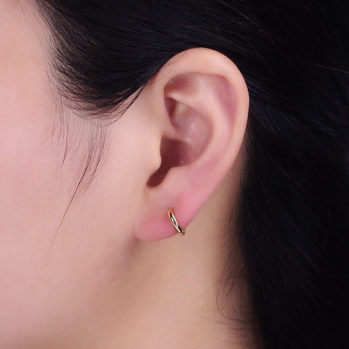 Silver, Gold 10mm Minimalist Cartilage Huggie Earrings | AB943 AB956 - DLUXCA