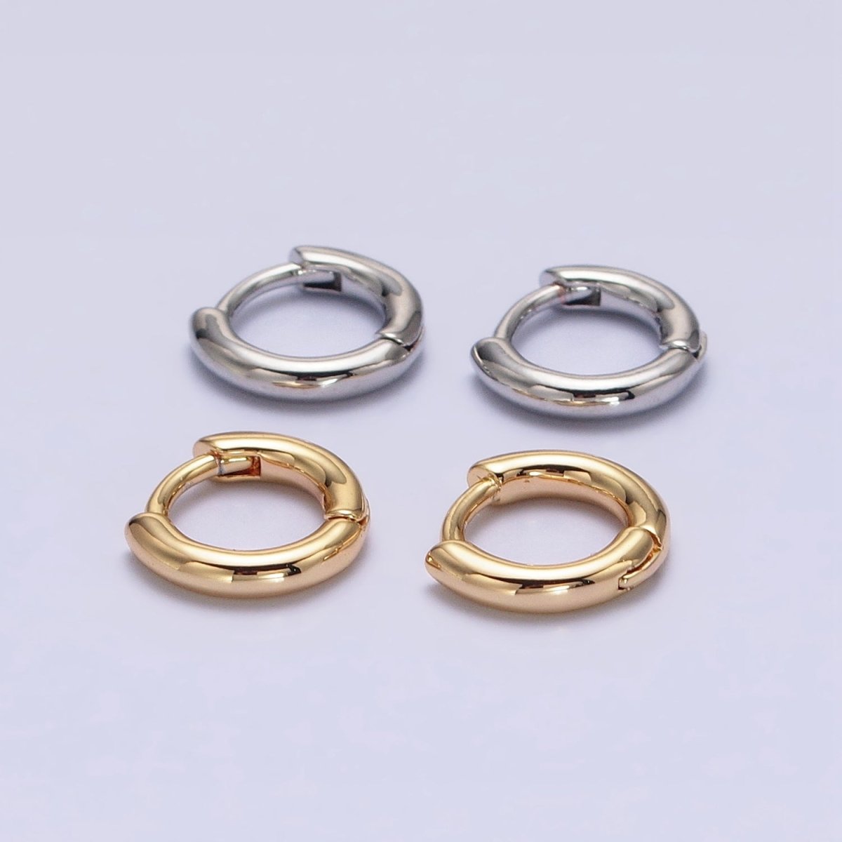 Silver, Gold 10mm Minimalist Cartilage Huggie Earrings | AB943 AB956 - DLUXCA