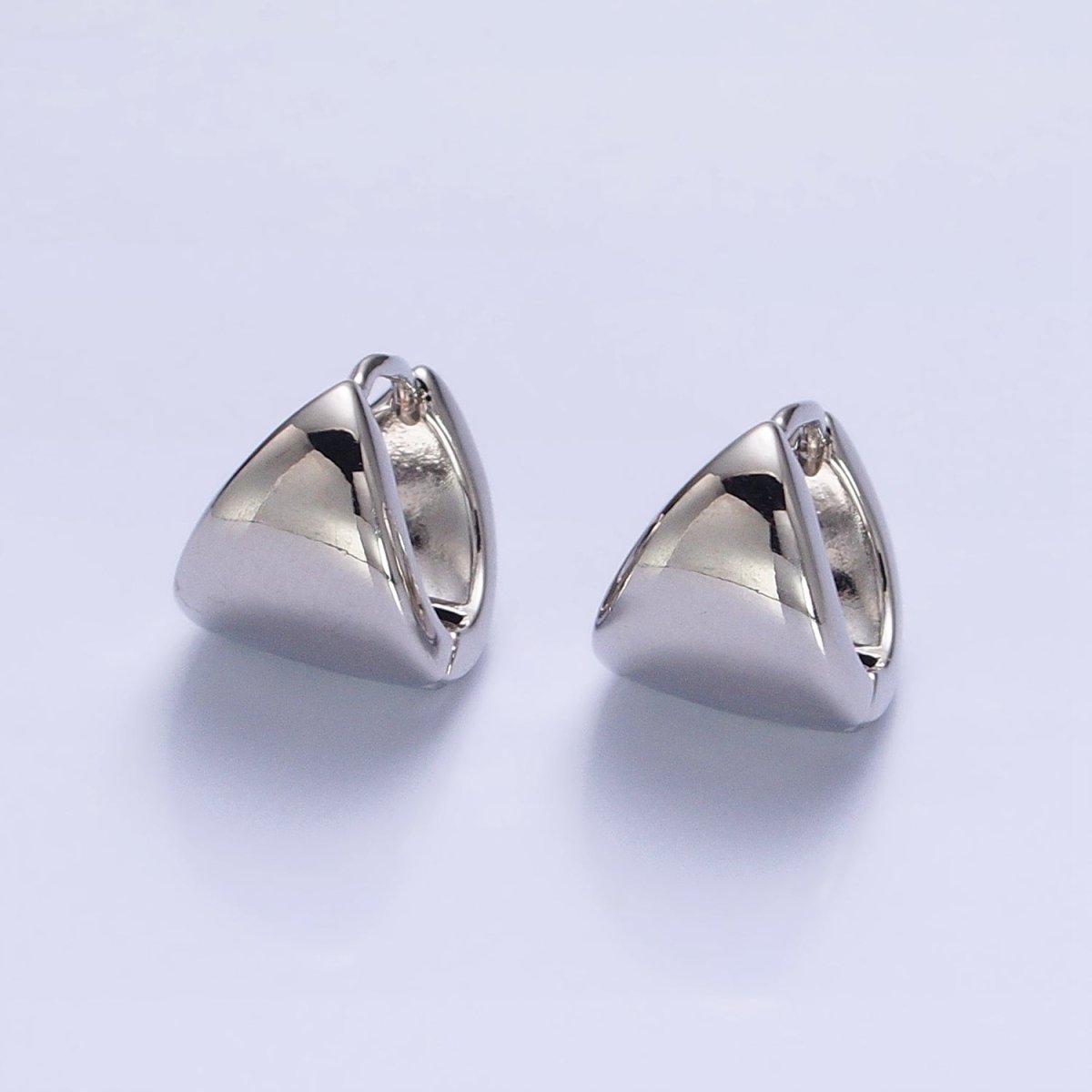 Silver, Gold 11.5mm Cartilage Wide Dome Triangle Huggie Earrings | AB801 AB823 - DLUXCA