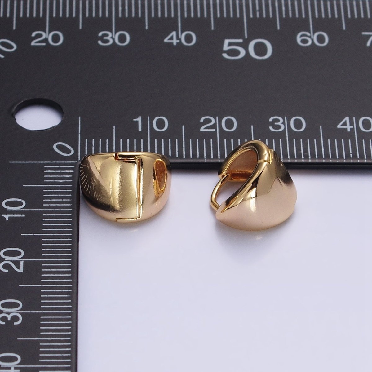 Silver, Gold 11.5mm Cartilage Wide Dome Triangle Huggie Earrings | AB801 AB823 - DLUXCA