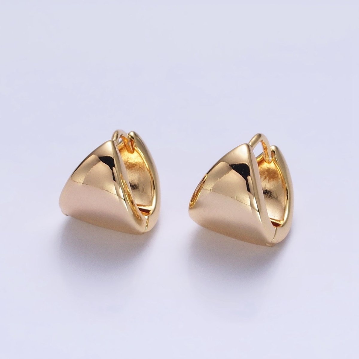 Silver, Gold 11.5mm Cartilage Wide Dome Triangle Huggie Earrings | AB801 AB823 - DLUXCA