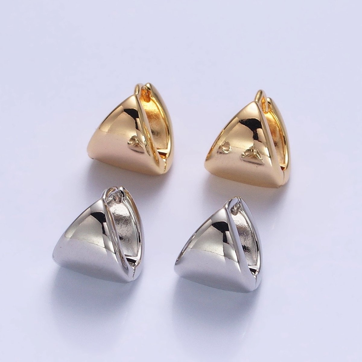 Silver, Gold 11.5mm Cartilage Wide Dome Triangle Huggie Earrings | AB801 AB823 - DLUXCA