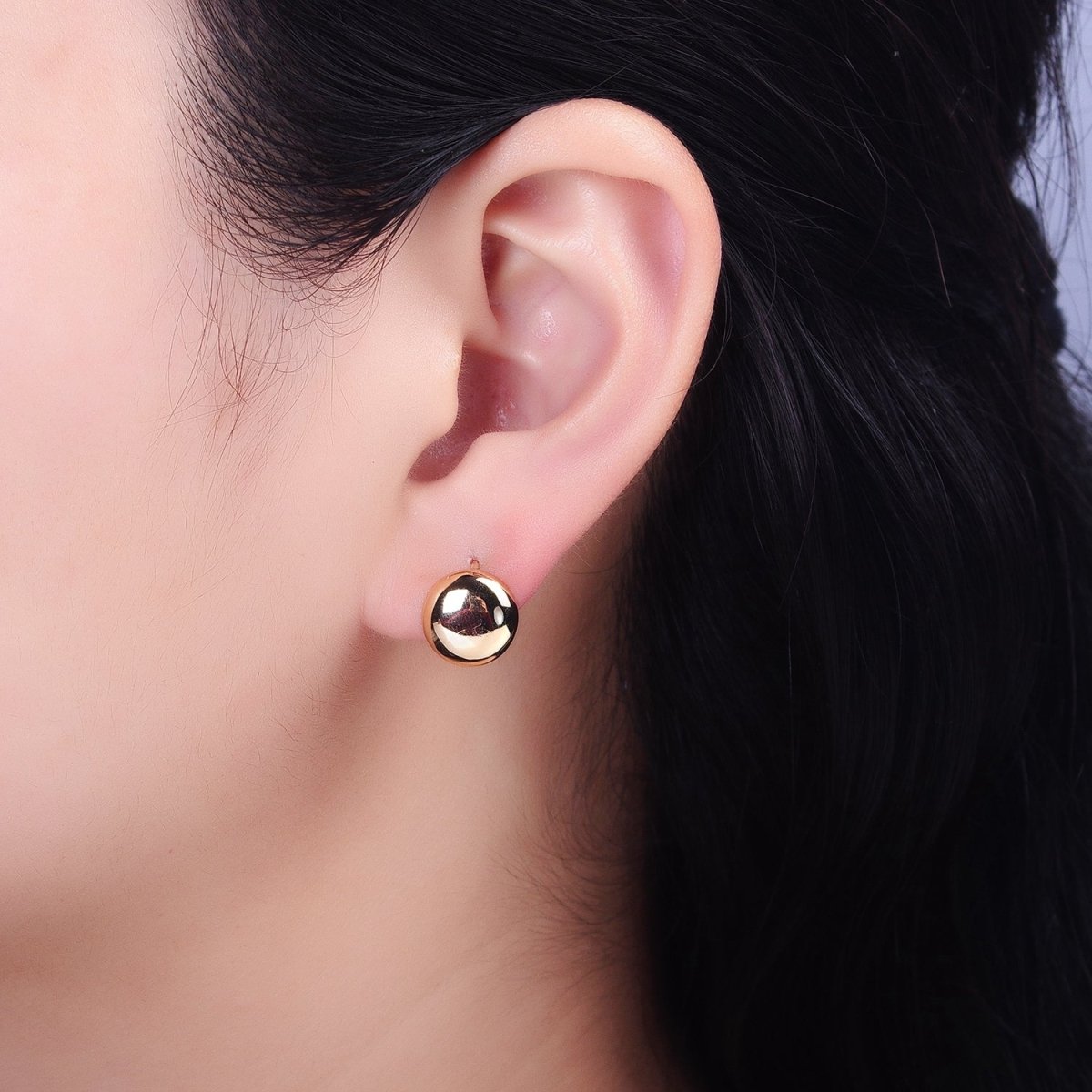 Silver, Gold 12mm Round Geometric Circular Cartilage Huggie Earrings | AB892 AB909 - DLUXCA