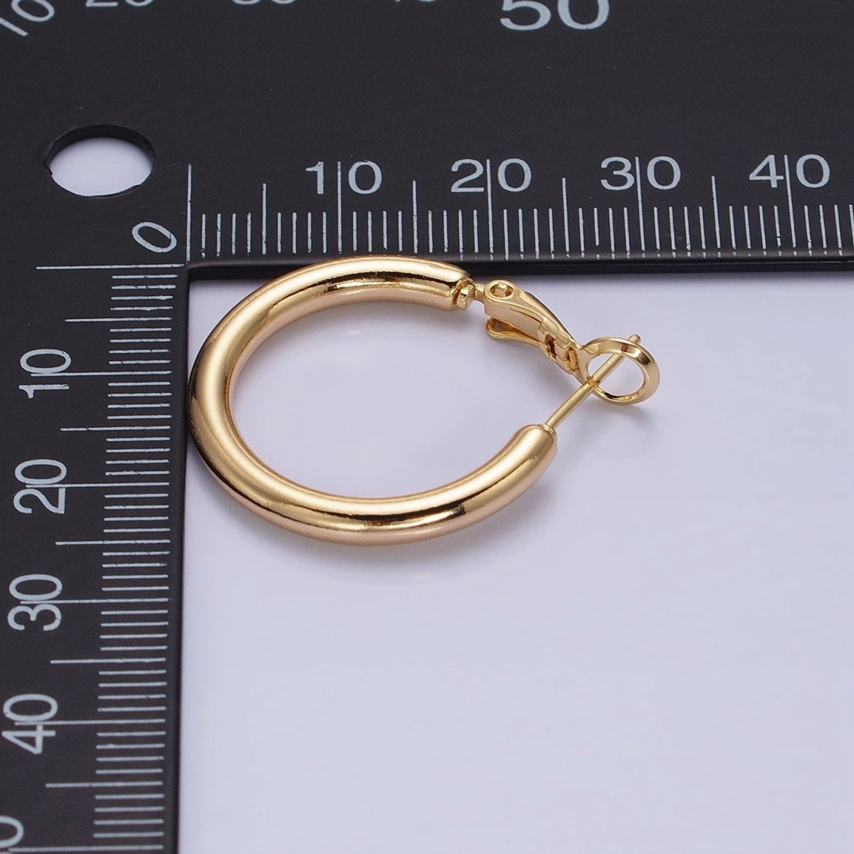 Silver, Gold 20mm, 25mm Chubby Tube Hinge Hoop Earrings | AB592 AB1552, AB1095 AB1097 - DLUXCA