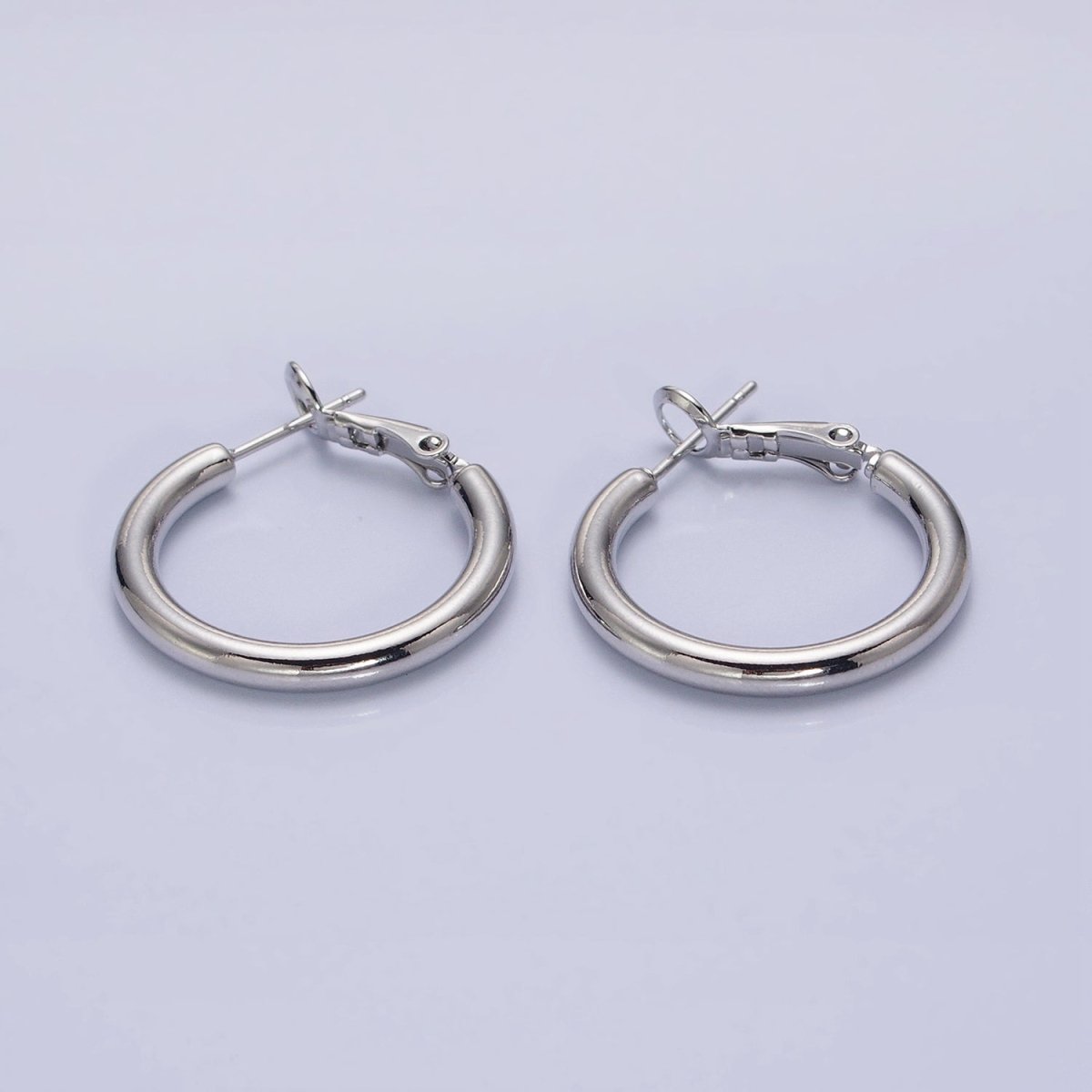 Silver, Gold 20mm, 25mm Chubby Tube Hinge Hoop Earrings | AB592 AB1552, AB1095 AB1097 - DLUXCA