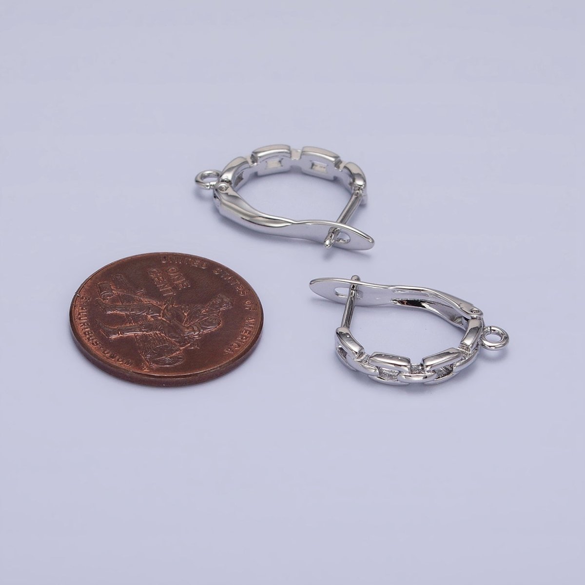 Silver, Gold Cable Link Open Loop English Lock Earrings Supply | Z-208 Z-381 - DLUXCA