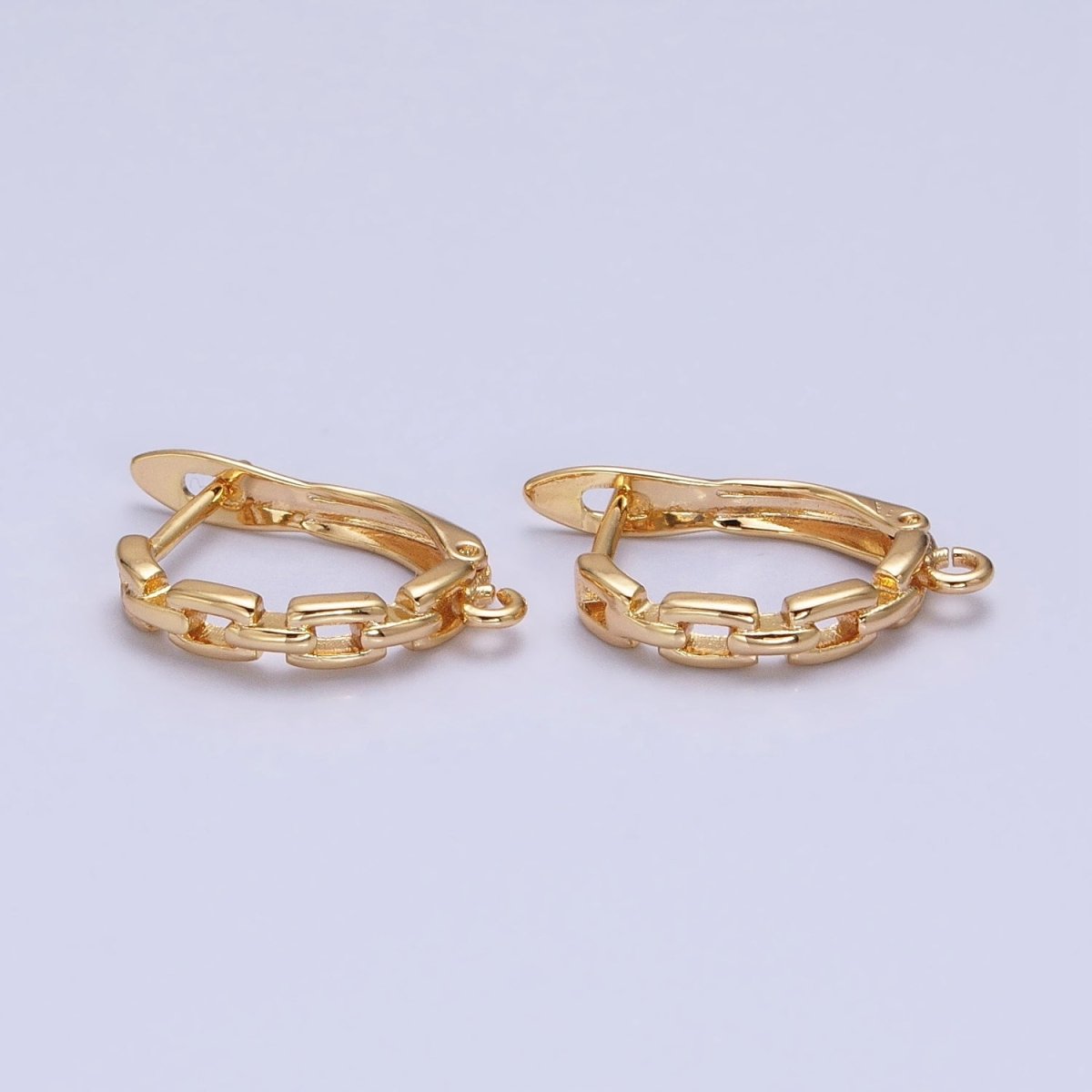 Silver, Gold Cable Link Open Loop English Lock Earrings Supply | Z-208 Z-381 - DLUXCA