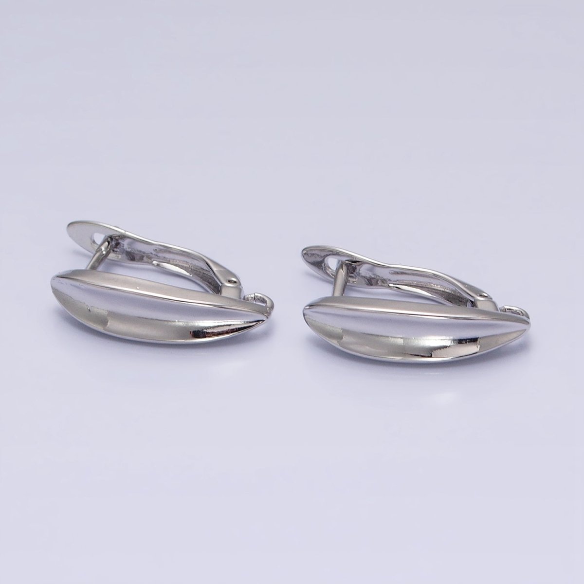Silver, Gold Edged Oblong Open Loop English Lock Earrings Supply | Z-283 Z-377 - DLUXCA