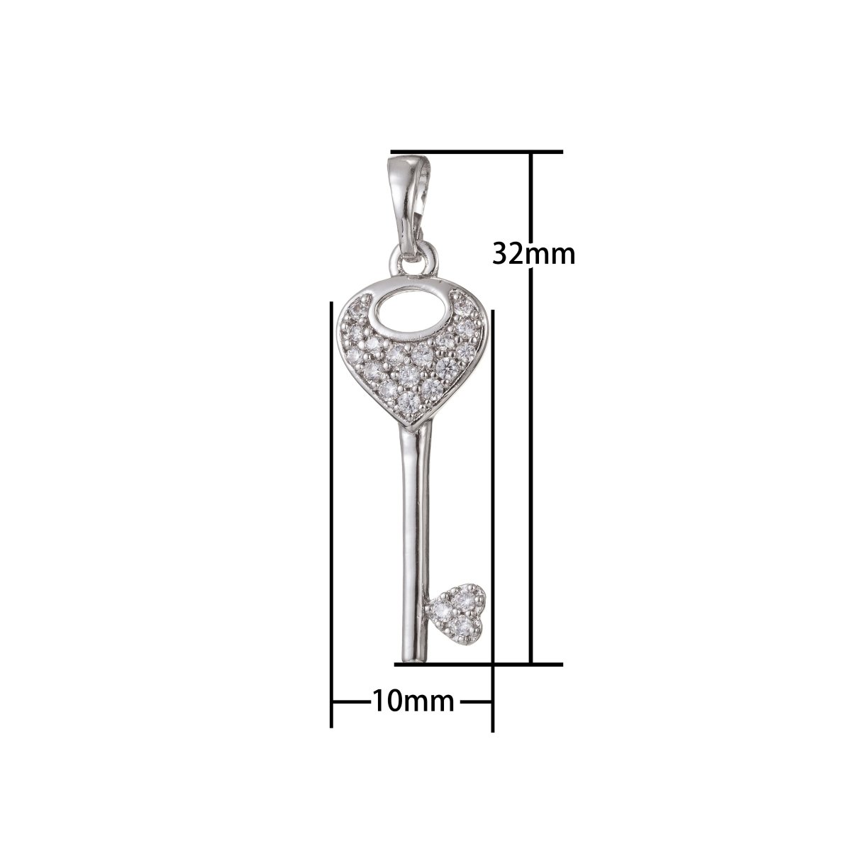 Silver Gold Filled Crystal Key Pendant I-474 - DLUXCA