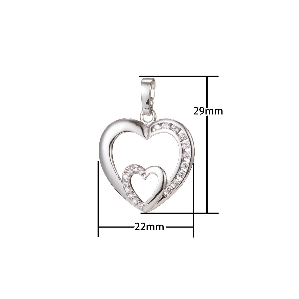 Silver Gold Filled Double Heart Pendants I-476 - DLUXCA