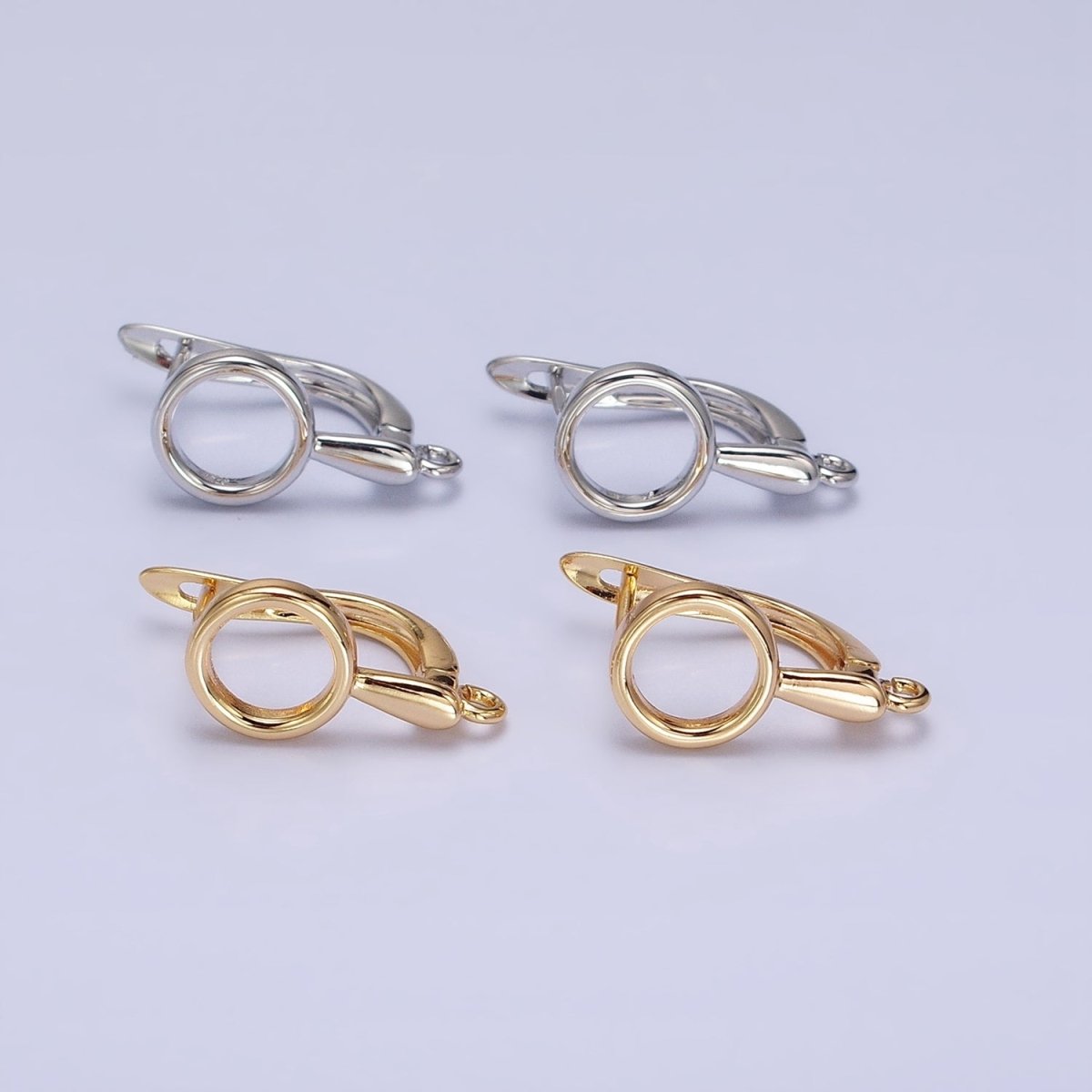 Silver, Gold Geometric Round Drip Open Loop English Lock Earring Supply | Z-203 Z-215 - DLUXCA