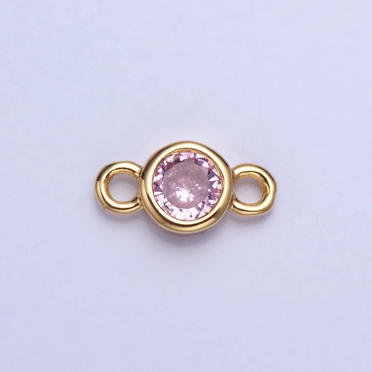 Silver, Gold Mini Round Purple, Pink, Peridot, Green, Red, Yellow, Topaz CZ Connector | AA980, AA995 - DLUXCA